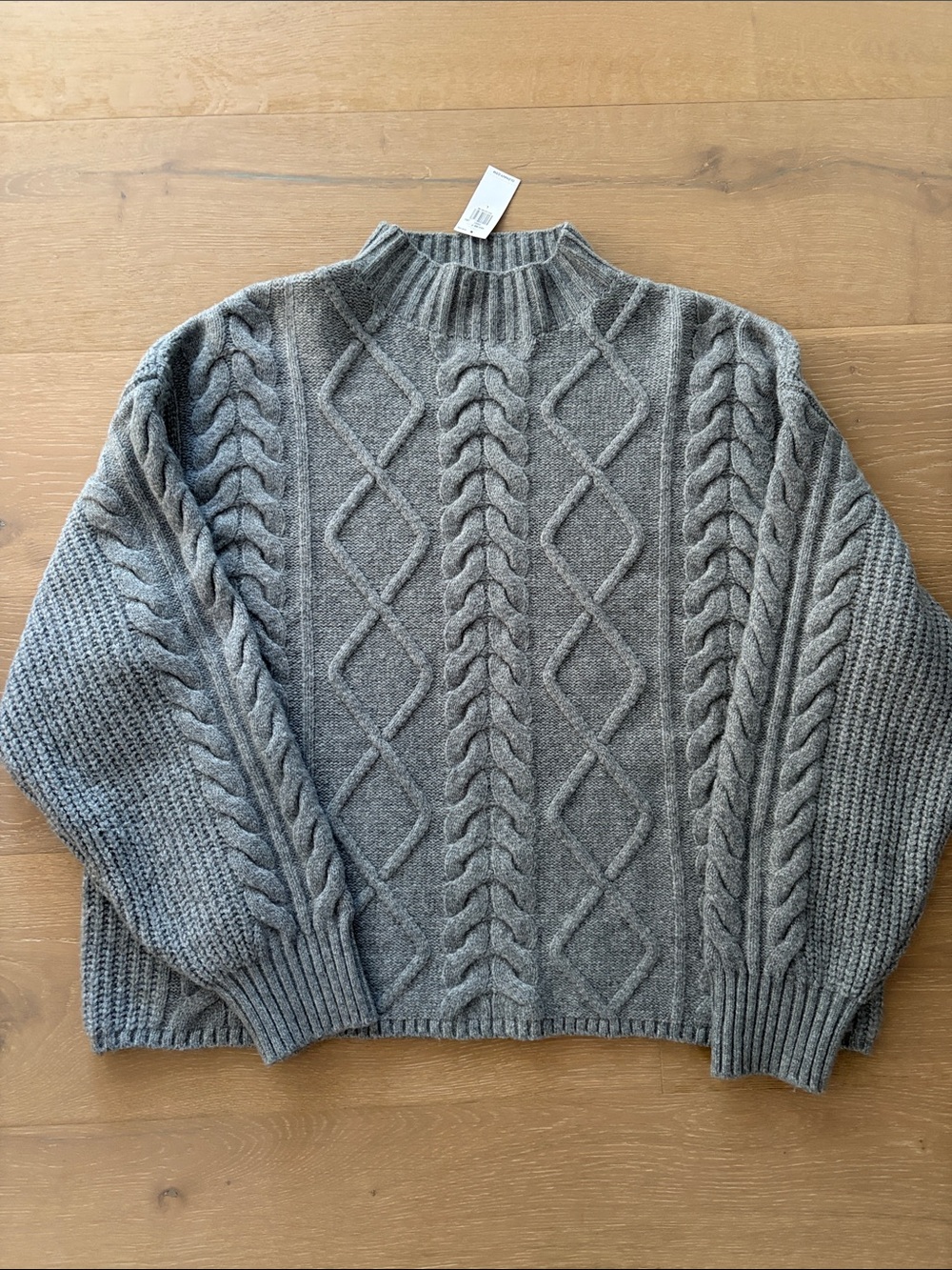 Old Navy So Soft Gray Cable Knit Mock Neck Sweater